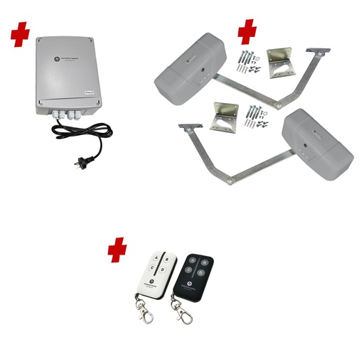 [RAPTOR-2D-P-BK] RAPTOR Extra Heavy Duty ITALIAN Electric 24V Low Voltage Automatic Double Swing Driveway Gate Opener Kit ROBUST Heavy Duty Design BASE KIT