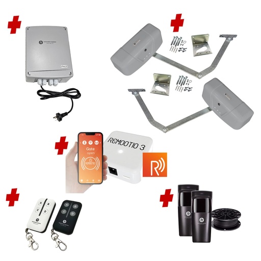 [RAPTOR-2D-P-R] Remootio RAPTOR Extra Heavy Duty ITALIAN Electric 24V Low Voltage Automatic Double Swing Driveway Gate Opener Kit ROBUST Heavy Duty Design