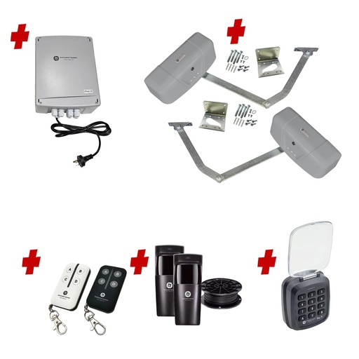 [RAPTOR-2D-P-AS] RAPTOR Extra Heavy Duty ITALIAN Electric 24V Low Voltage Automatic Double Swing Driveway Gate Opener Kit ROBUST Heavy Duty Design with Keypad Pin Code