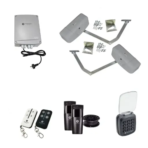 [RAPTOR-2D-P-AS] RAPTOR Extra Heavy Duty ITALIAN Electric 24V Low Voltage Automatic Double Swing Driveway Gate Opener Kit ROBUST Heavy Duty Design with Keypad Pin Code