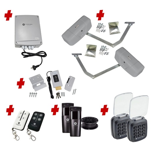 [RAPTOR-2D-P-AP] RAPTOR Extra Heavy Duty ITALIAN Electric 24V Low Voltage Automatic Double Swing Driveway Gate Opener Kit ROBUST Heavy Duty Design with TWO Keypads Entry Exit