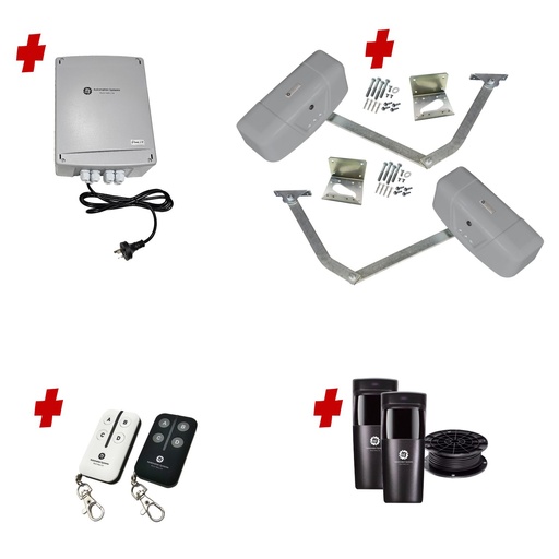 [RAPTOR-2D-P-I] RAPTOR Extra Heavy Duty ITALIAN Electric 24V Low Voltage Automatic Double Swing Driveway Gate Opener Kit ROBUST Heavy Duty Design for Trade Installers