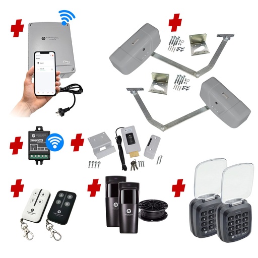 [RAPTOR-2D-P-AU] RAPTOR Extra Heavy Duty ITALIAN Electric 24V Low Voltage Automatic Double Swing Driveway Gate Opener Kit ROBUST Heavy Duty Design with Wifi Mobile App Control and Keypad Entry Exit