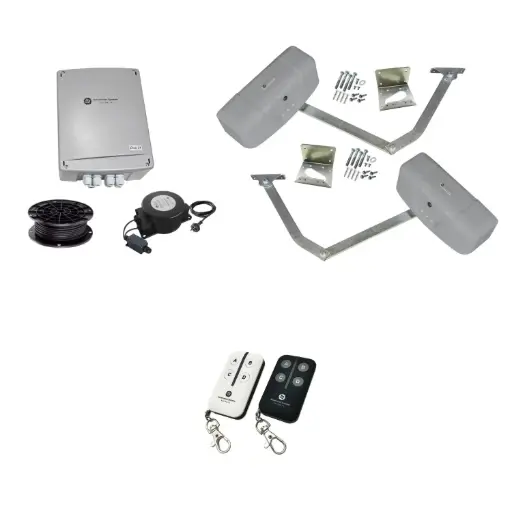 [RAPTOR-2D-E-BK] RAPTOR Extra Heavy Duty ITALIAN Low Voltage 24V Automatic Double Swing Driveway Gate Opener 24 Volt Kit ROBUST Heavy Duty Design BASE KIT
