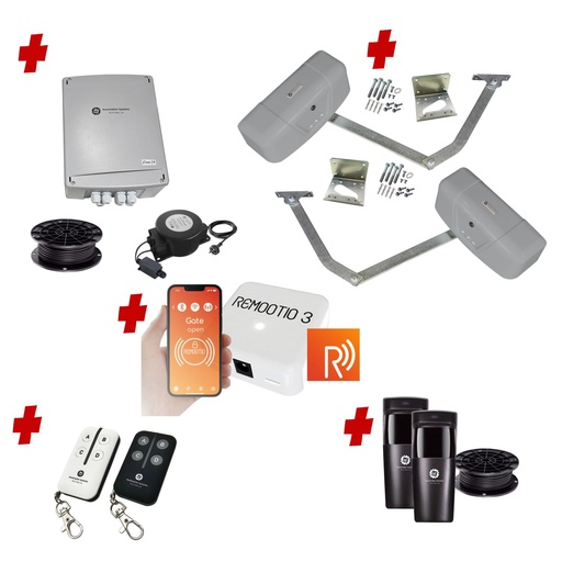 [RAPTOR-2D-E-R] Remootio RAPTOR Extra Heavy Duty ITALIAN Low Voltage 24V Automatic Double Swing Driveway Gate Opener 24 Volt Kit ROBUST Heavy Duty Design