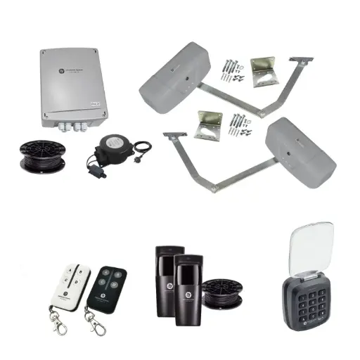[RAPTOR-2D-E-AS] RAPTOR Extra Heavy Duty ITALIAN Low Voltage 24V Automatic Double Swing Driveway Gate Opener 24 Volt Kit ROBUST Heavy Duty Design with Keypad Pin Code