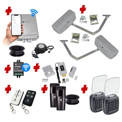 [RAPTOR-2D-E-AU] RAPTOR Extra Heavy Duty ITALIAN Low Voltage 24V Automatic Double Swing Driveway Gate Opener 24 Volt Kit with Wifi Mobile App Control and Keypad Entry Exit