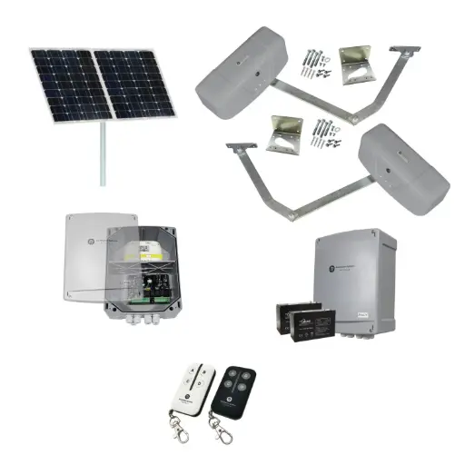 [RAPTOR-2D-SOLAR-BK] RAPTOR Extra Heavy Duty ITALIAN Solar Powered Automatic Double Swing Driveway Gate Opener 24 Volt Kit ROBUST Heavy Duty Design BASE KIT