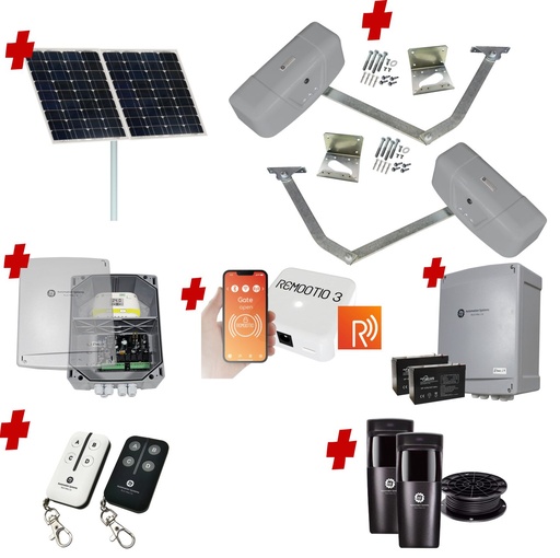 [RAPTOR-2D-SOLAR-R] Remootio RAPTOR Extra Heavy Duty ITALIAN Solar Powered Automatic Double Swing Driveway Gate Opener 24 Volt Kit ROBUST Heavy Duty Design