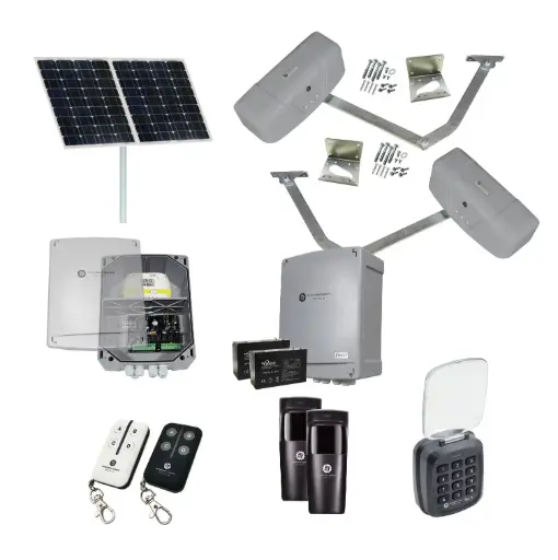 [RAPTOR-2D-SOLAR-AS] RAPTOR Extra Heavy Duty ITALIAN Solar Powered Automatic Double Swing Driveway Gate Opener 24 Volt Kit ROBUST Heavy Duty Design with Keypad Pin Code