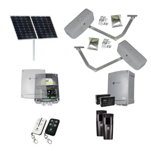 [RAPTOR-2D-SOLAR-I] RAPTOR Extra Heavy Duty ITALIAN Solar Powered Automatic Double Swing Driveway Gate Opener 24 Volt Kit ROBUST Heavy Duty Design for Trade Installers