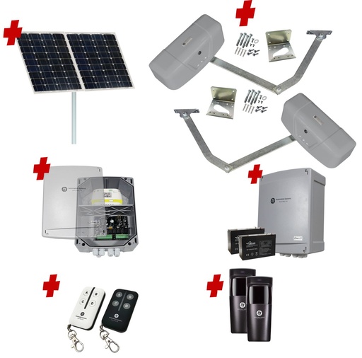 [RAPTOR-2D-SOLAR-I] RAPTOR Extra Heavy Duty ITALIAN Solar Powered Automatic Double Swing Driveway Gate Opener 24 Volt Kit ROBUST Heavy Duty Design for Trade Installers