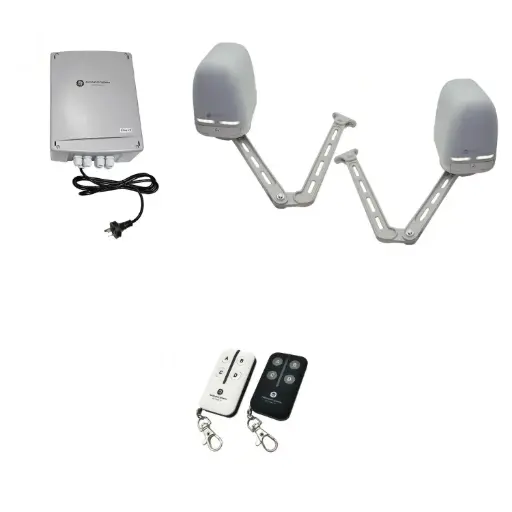 [APACHE-2D-P-BK] Apache ARTICULATING Italian Electric 24V Low Voltage Automatic Double Swing Driveway Gate Opener Kit ROBUST Heavy Duty Design BASE KIT