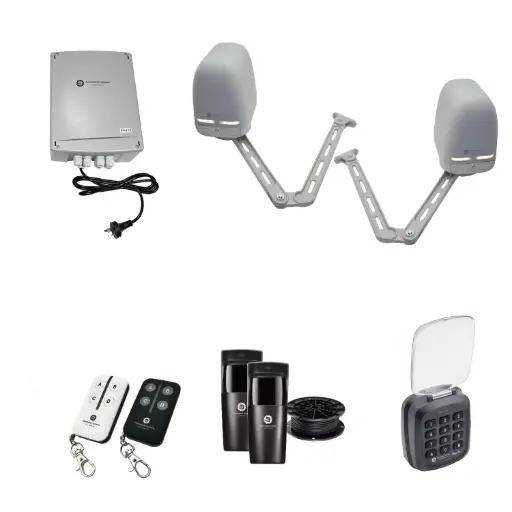 [APACHE-2D-P-AS] Apache ARTICULATING Italian Electric 24V Low Voltage Automatic Double Swing Driveway Gate Opener Kit ROBUST Heavy Duty Design with Keypad Pin Code