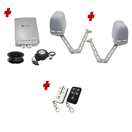 [APACHE-2D-E-BK] Apache ARTICULATING Italian Low Voltage 24V Automatic Double Swing Driveway Gate Opener 24 Volt Kit ROBUST Heavy Duty Design BASE KIT