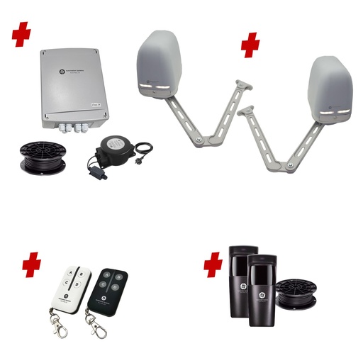 [APACHE-2D-E-I] Apache ARTICULATING Italian Low Voltage 24V Automatic Double Swing Driveway Gate Opener 24 Volt Kit ROBUST Heavy Duty Design for Trade Installers