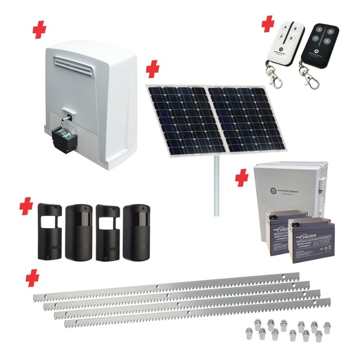 [BKV1500-SOLAR-CI-2] Super Duty COMMERCIAL GRADE Automatic Sliding Gate With BKV1500 Solar Powered Sliding Gate Motor Kit (1500G/20M MAX)
