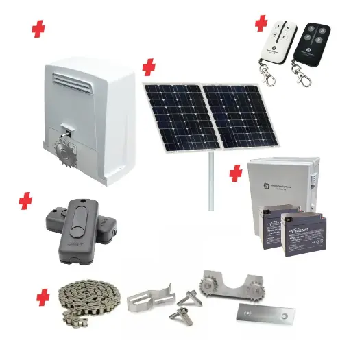 [BKV1500-CHAIN-SOLAR-CI-2] Chain Drive Super Duty COMMERCIAL GRADE Automatic Sliding Gate With BKV1500 Solar Powered Sliding Gate Motor Kit (1500KG/20M MAX)