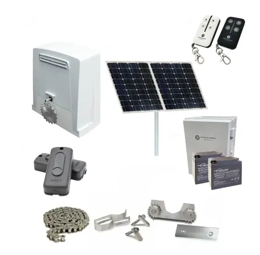 [BKV1500-CHAIN-SOLAR-CI-2] Chain Drive Super Duty COMMERCIAL GRADE Automatic Sliding Gate With BKV1500 Solar Powered Sliding Gate Motor Kit (1500KG/20M MAX)