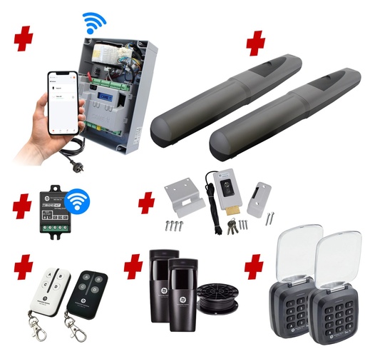 [AXO3-2D-ZLX24-P-AU] Double Swing Gate Automation Access Unlimited WiFi Bluetooth Kit Super Duty Linear Actuator with Limit Stops and Encoder Made in Italy