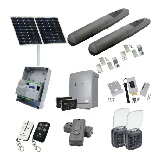 [AXO3-2D-ZLX24-SOLAR-AP] Solar Powered Double Swing Gate Automation Access Pro Kit Super Duty Linear Actuator with Limit Stops and Encoder Made in Italy