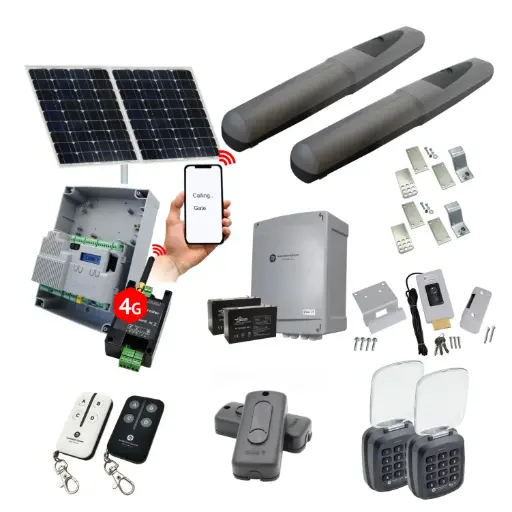[AXO3-2D-ZLX24-SOLAR-AU] Solar Powered Double Swing Gate Automation Access Unlimited WiFi Bluetooth Kit Super Duty Linear Actuator with Limit Stops and Encoder Made