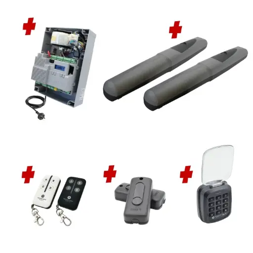 [AXO5-2D-ZLX24-P-AS] Double Swing Gate Automation Access Secure Kit Super Duty Linear Actuator with Limit Stops and Encoder Made in Italy