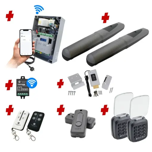 [AXO5-2D-ZLX24-P-AU] Double Swing Gate Automation Access Unlimited WiFi Bluetooth Kit Super Duty Linear Actuator with Limit Stops and Encoder Made in Italy