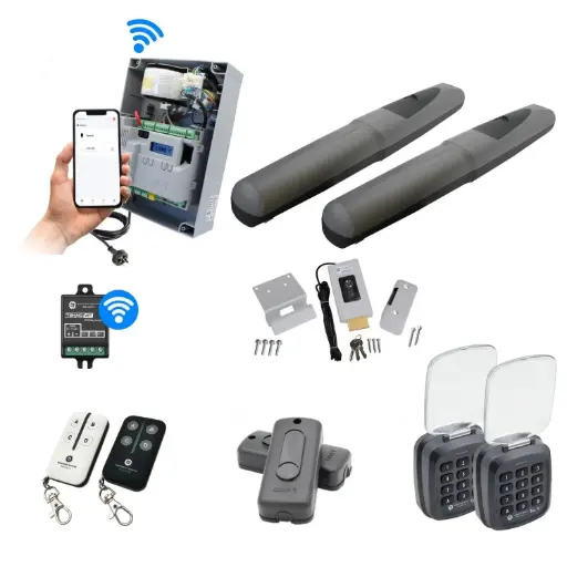 [AXO5-2D-ZLX24-P-AU] Double Swing Gate Automation Access Unlimited WiFi Bluetooth Kit Super Duty Linear Actuator with Limit Stops and Encoder Made in Italy