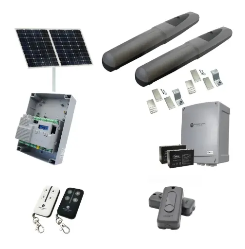 [AXO5-2D-ZLX24-SOLAR-I] Solar Powered Double Swing Gate Automation Installer and Trade Kit Super Duty Linear Actuator with Limit Stops and Encoder Made in Italy