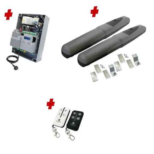 [AXO3-2D-ZLX24-P-BK] Double Swing Gate Automation Base Kit Super Duty Linear Actuator with Limit Stops and Encoder Made in Italy