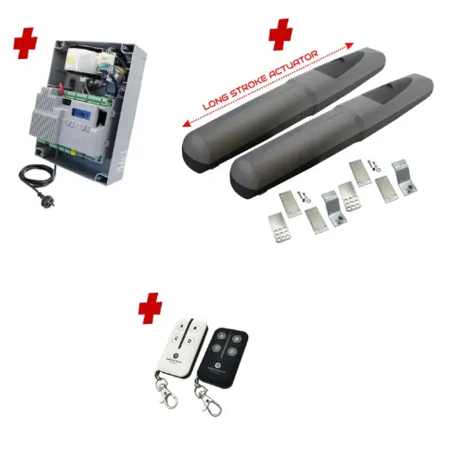 [AXO5-2D-ZLX24-P-BK] Double Swing Gate Automation Base Kit Super Duty Linear Actuator with Limit Stops and Encoder Made in Italy 