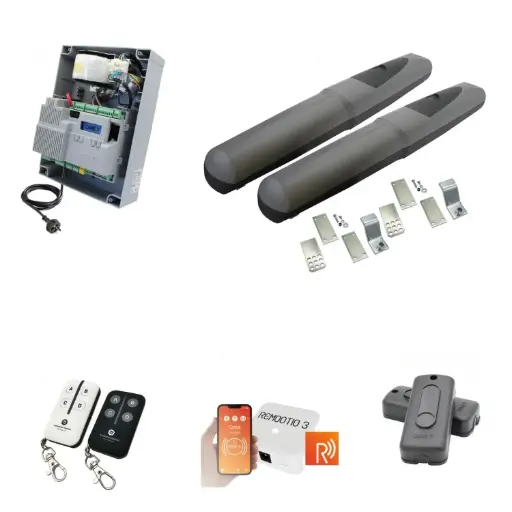 [AXO5-2D-ZLX24-P-R] Double Swing Gate Automation Remootio Kit Super Duty Linear Actuator with Limit Stops and Encoder Made in Italy