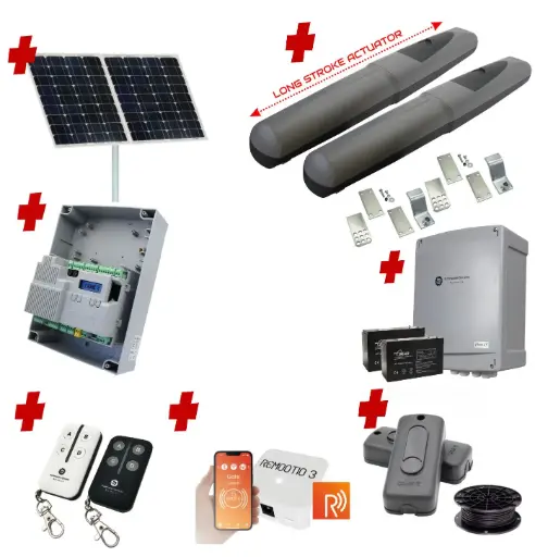 [AXO5-2D-ZLX24-SOLAR-R] Solar Powered Swing Gate Automation Remootio Kit Super Duty Linear Actuator with Limit Stops and Encoder Made in Italy 