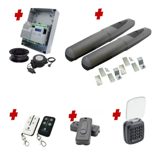 [AXO3-2D-ZLX24-E-AS] Double Swing Gate Automation Access Secure Kit Super Duty Linear Actuator with Limit Stops and Encoder Made in Italy
