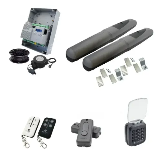 [AXO3-2D-ZLX24-E-AS] Double Swing Gate Automation Access Secure Kit Super Duty Linear Actuator with Limit Stops and Encoder Made in Italy