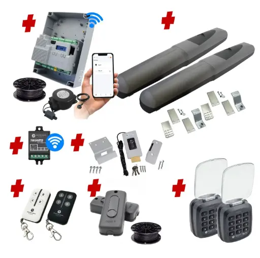 [AXO3-2D-ZLX24-E-AU] Double Swing Gate Automation Access Unlimited WiFi Bluetooth Kit Super Duty Linear Actuator with Limit Stops and Encoder Made in Italy 