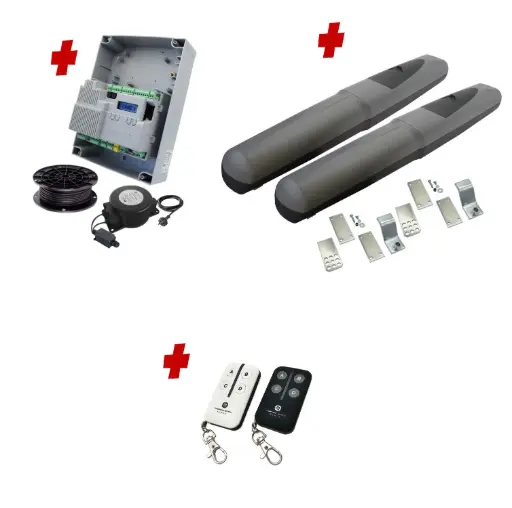 [AXO3-2D-ZLX24-E-BK] Double Swing Gate Automation Base Kit Super Duty Linear Actuator with Limit Stops and Encoder Made in Italy