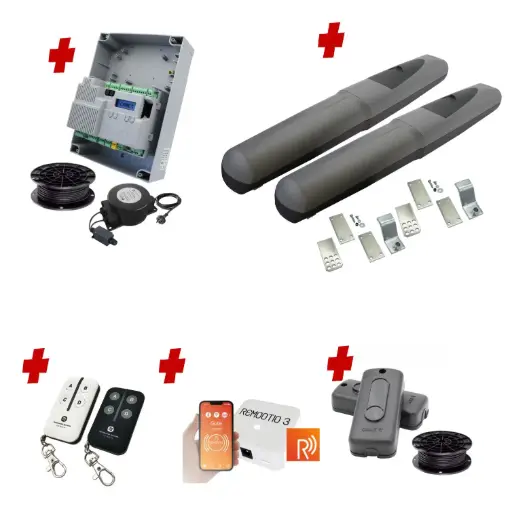 [AXO3-2D-ZLX24-E-R] Double Swing Gate Automation Remootio Kit Super Duty Linear Actuator with Limit Stops and Encoder Made in Italy