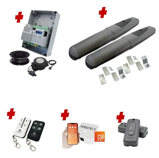 [AXO3-2D-ZLX24-E-R] Double Swing Gate Automation Remootio Kit Super Duty Linear Actuator with Limit Stops and Encoder Made in Italy