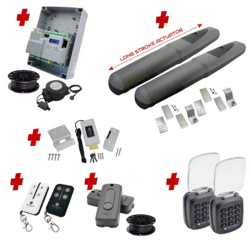 [AXO5-2D-ZLX24-E-AP] Double Swing Gate Automation Access Pro Kit Super Duty Linear Actuator with Limit Stops and Encoder Made in Italy 