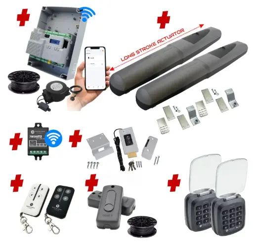 [AXO5-2D-ZLX24-E-AU] Double Swing Gate Automation Access Unlimited WiFi Bluetooth Kit Super Duty Linear Actuator with Limit Stops and Encoder Made in Italy