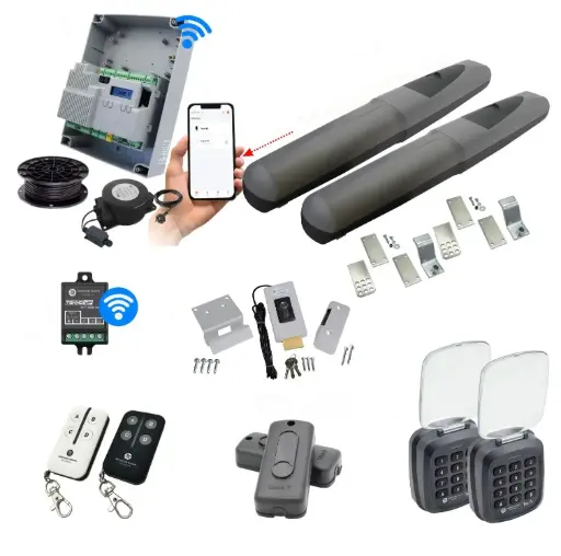[AXO5-2D-ZLX24-E-AU] Double Swing Gate Automation Access Unlimited WiFi Bluetooth Kit Super Duty Linear Actuator with Limit Stops and Encoder Made in Italy