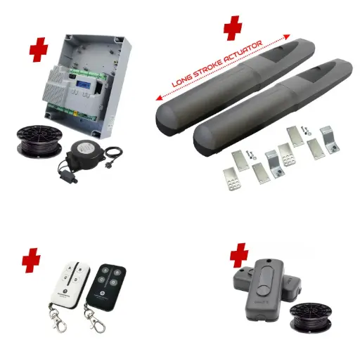 [AXO5-2D-ZLX24-E-I] Double Swing Gate Automation Installer and Trade Kit Super Duty Linear Actuator with Limit Stops and Encoder Made in Italy