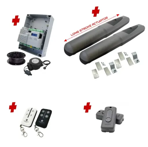 [AXO5-2D-ZLX24-E-I] Double Swing Gate Automation Installer and Trade Kit Super Duty Linear Actuator with Limit Stops and Encoder Made in Italy