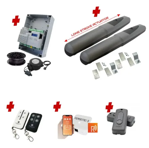 [AXO5-2D-ZLX24-E-R] Double Swing Gate Automation Remootio Kit Super Duty Linear Actuator with Limit Stops and Encoder Made in Italy