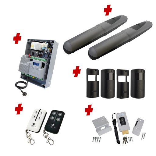 [AXO3-2D-ZLX24-P-CI-2] AXO 3 Super Duty Commercial Electric 24V Low Voltage Automatic Double Swing Driveway Gate Opener Kit ROBUST Heavy Duty Design for Trade Installers