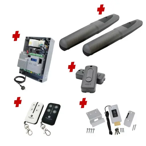 [AXO3-2D-ZLX24-P-CI-2] AXO 3 Super Duty Commercial Electric 24V Low Voltage Automatic Double Swing Driveway Gate Opener Kit ROBUST Heavy Duty Design for Trade Installers