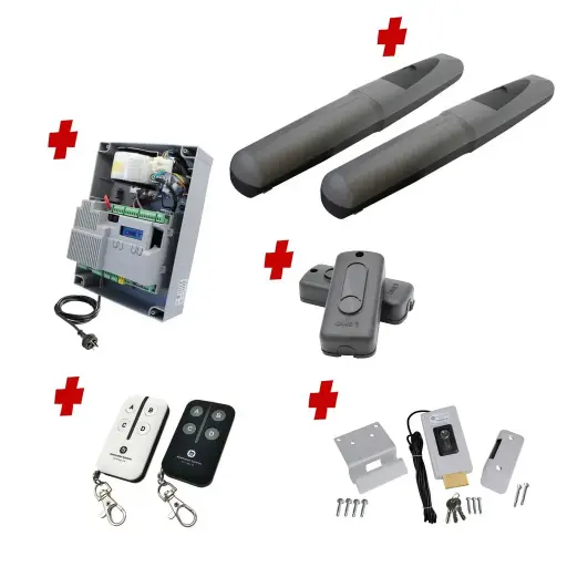 [AXO5-2D-ZLX24-P-CI-2] AXO 5 Super Duty Commercial Electric 24V Low Voltage Automatic Double Swing Driveway Gate Opener Kit ROBUST Heavy Duty Design for Trade Installers