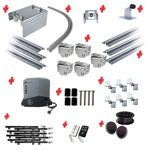 [SGHK-TURNV3SL+TITAN2410-P-I] Complete Automatic Radius Turning Sectional Sliding Gate With Titan Electric Sliding Gate Motor